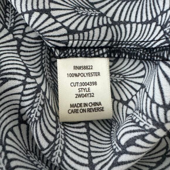 NWT Max Studio Patterned Ruffle Button Down Blouse Tunic Black White 1X - Picture 6 of 6